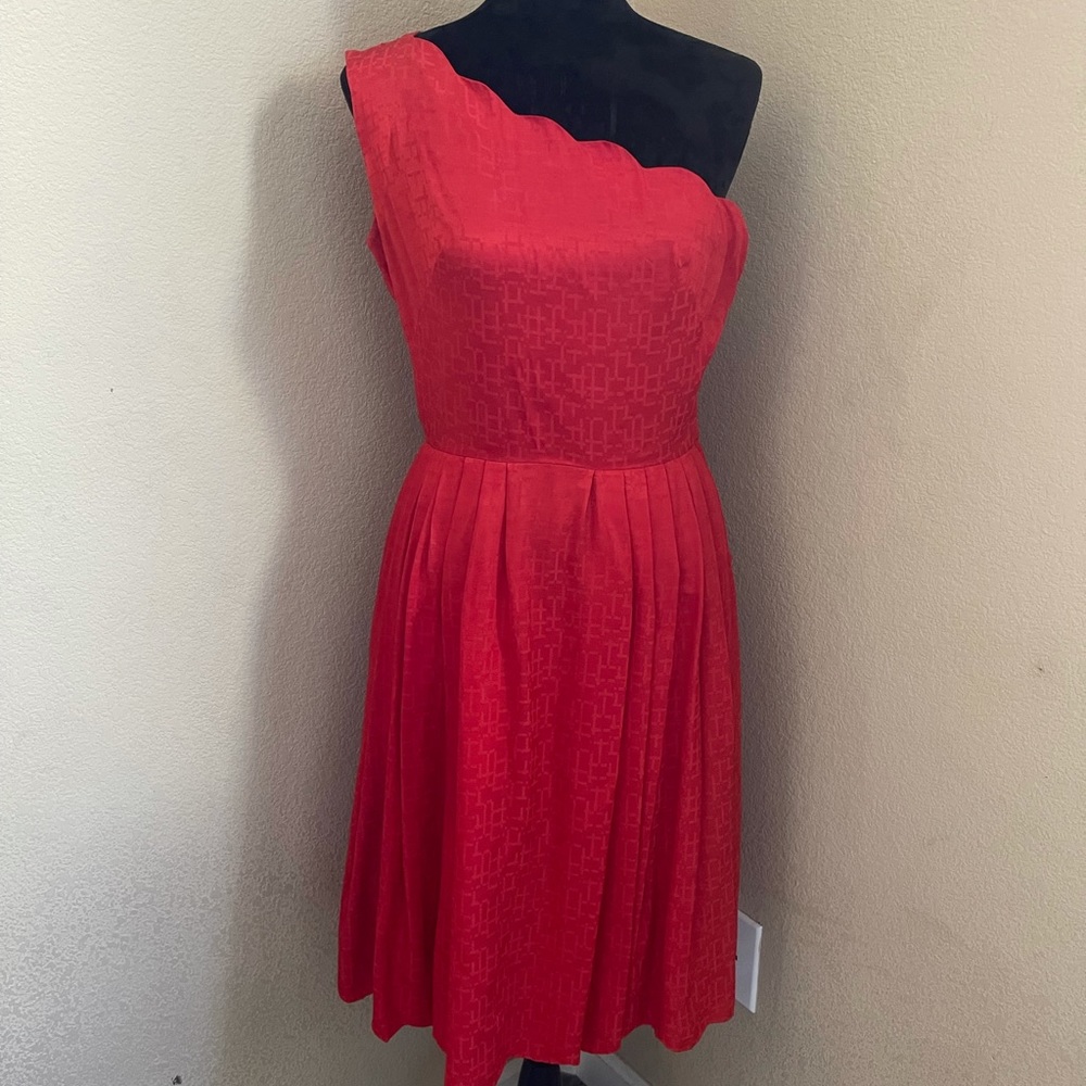 Vintage one shoulder red dress size s/m